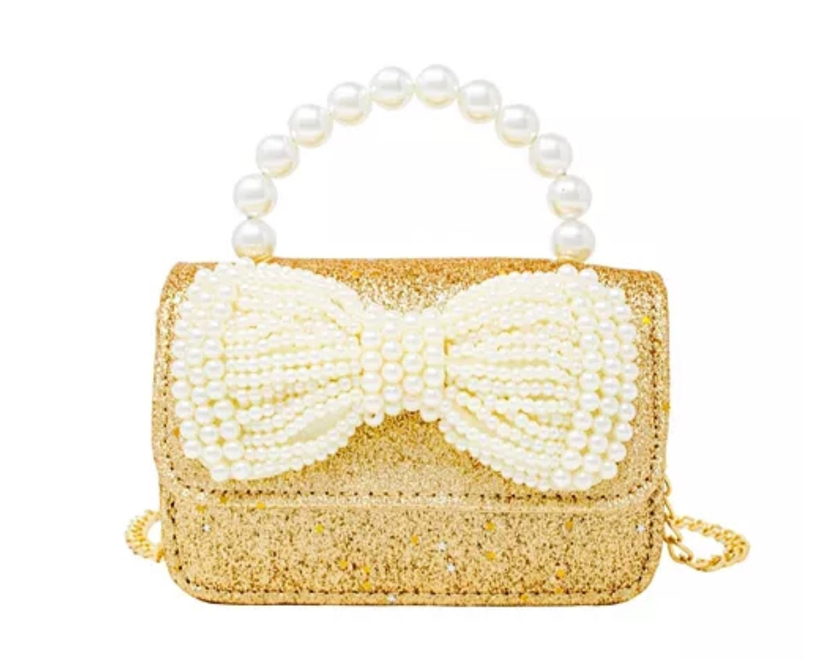 Gold Pearl Bow Bag
